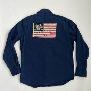 Polo by Ralph Lauren Men's Navy Casual American Flag Shirt